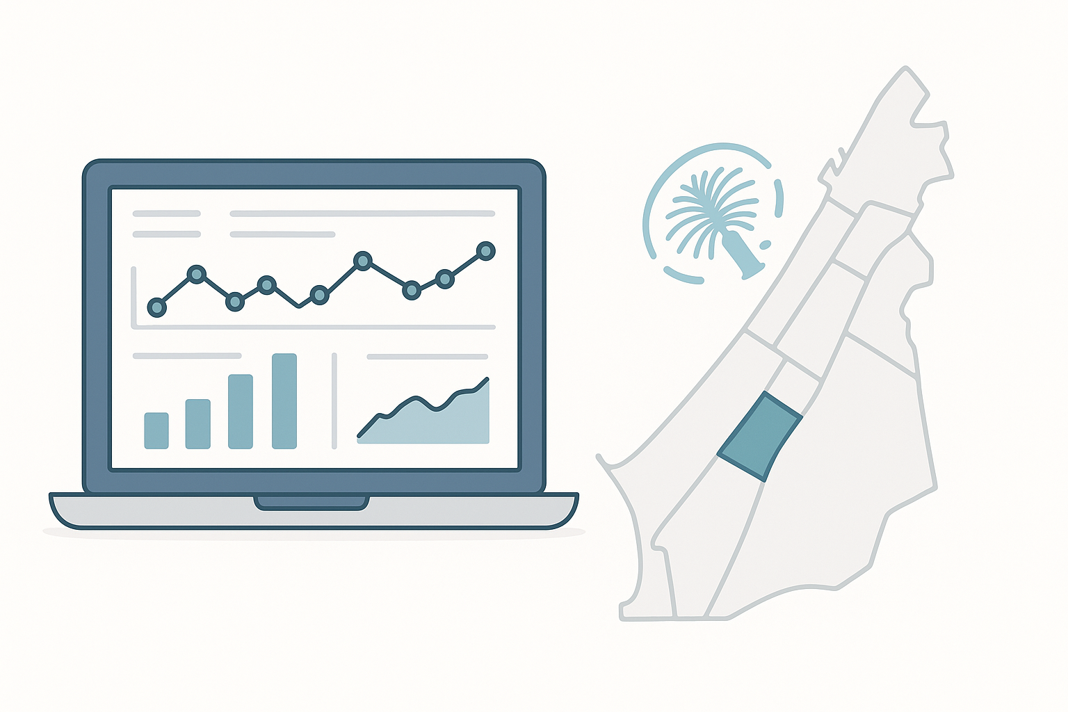 Analytics and Dubai map